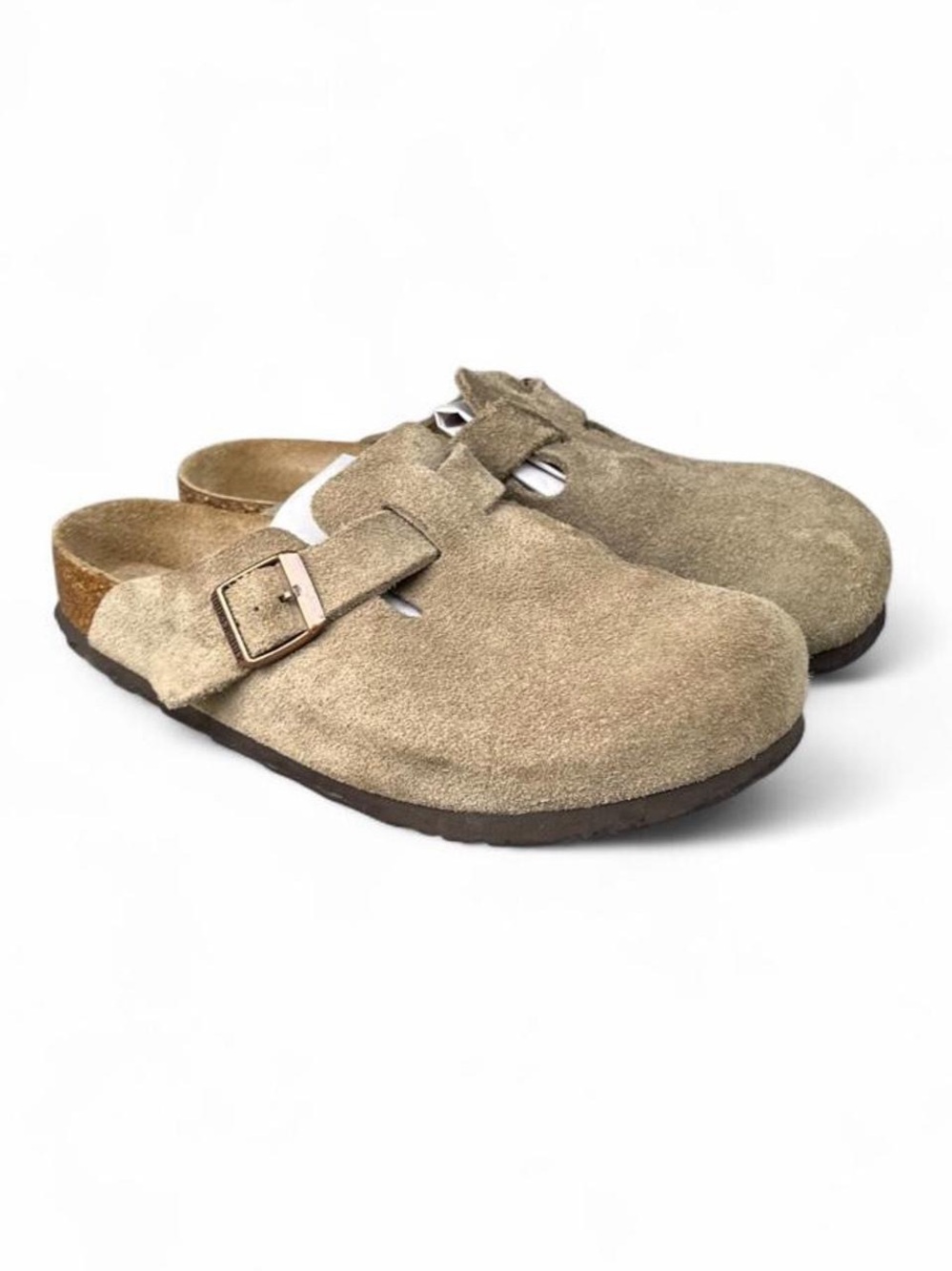 Birkenstock Boston Soft Footbed Taupe Suede Clogs US Women's 8-8.5 EU 39 Regular - Picture 2 of 8
